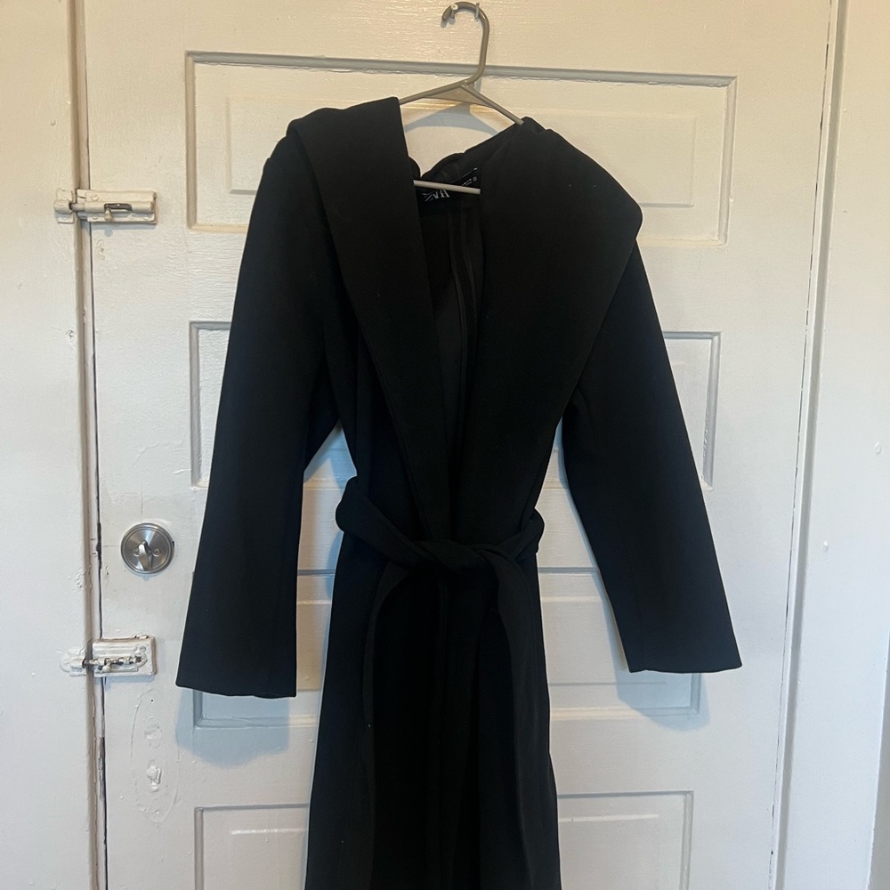 Zara Black Trench Coat with Hood
